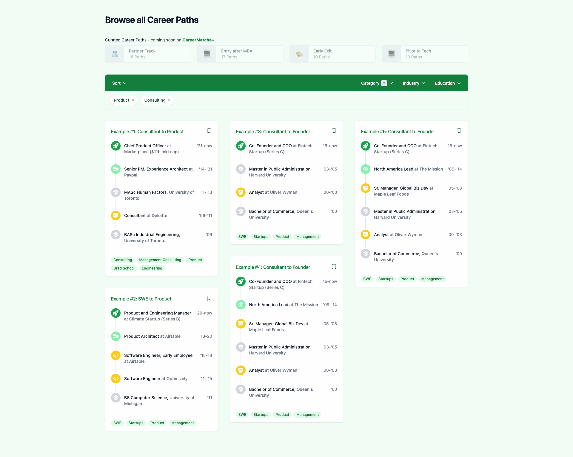 Screenshot of CareerMatcha UI