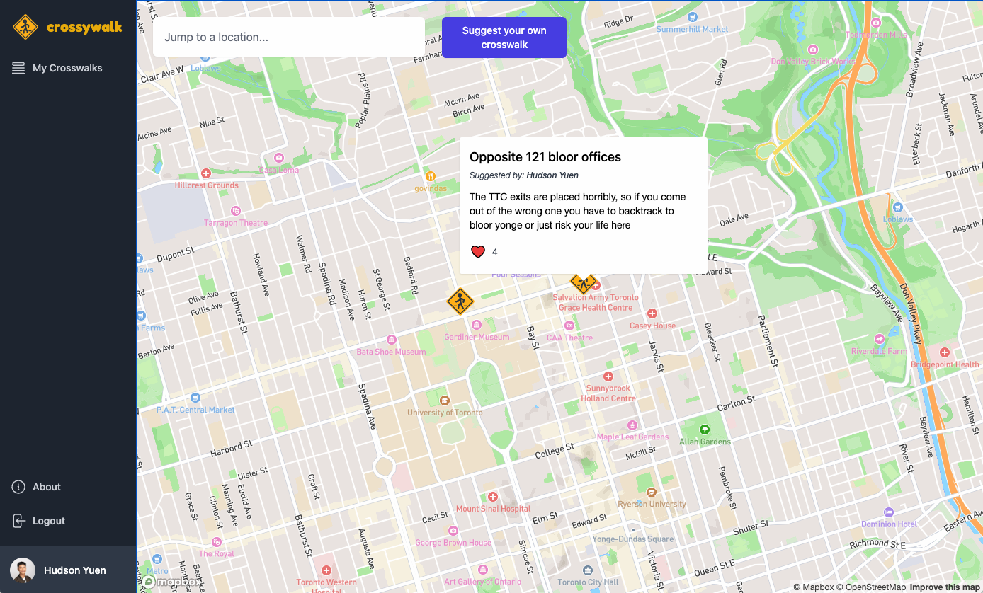 Screenshot of crossywalk UI